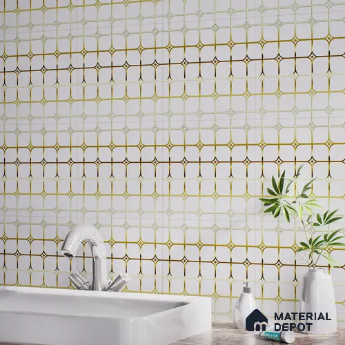 Highlighter Tiles  Tile TL 07253 Plana 8018 GLM (Gold) 1 ft x 1 ft Ceramic Matte Finish - 9 mm  | 2 mm Spacer is Mandatory
